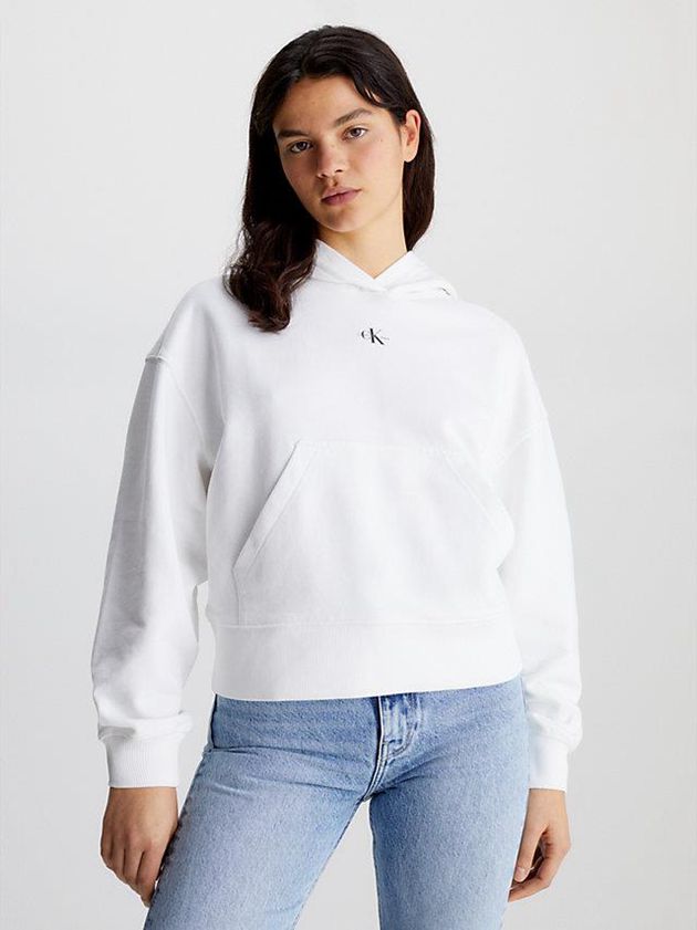 Calvin Klein USA Monogram Womens Hoodie White 9703564-IW